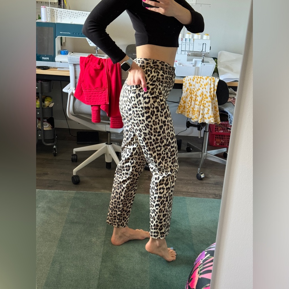 Mango Leopard Print Cropped Pants - image 3